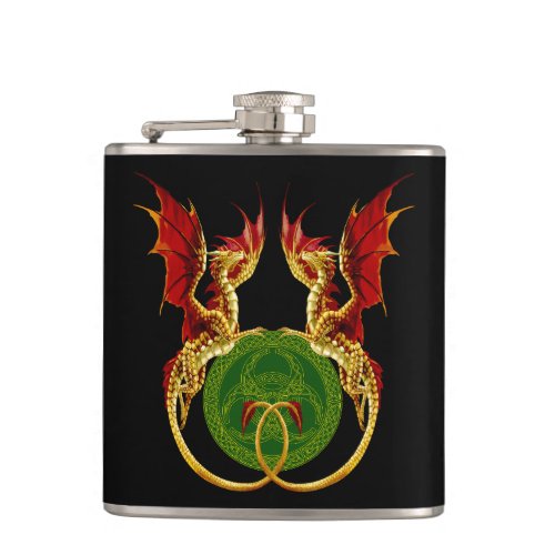 Celtic Crescent Moon And Dragons Flask