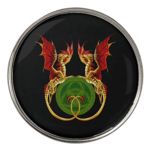 Celtic Crescent Moon And Dragons Golf Ball Marker