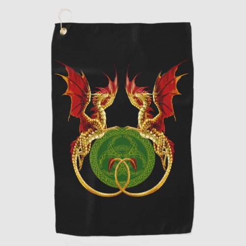 Celtic Crescent Moon And Dragons Golf Towel