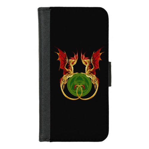 Celtic Crescent Moon And Dragons iPhone 87 Wallet Case