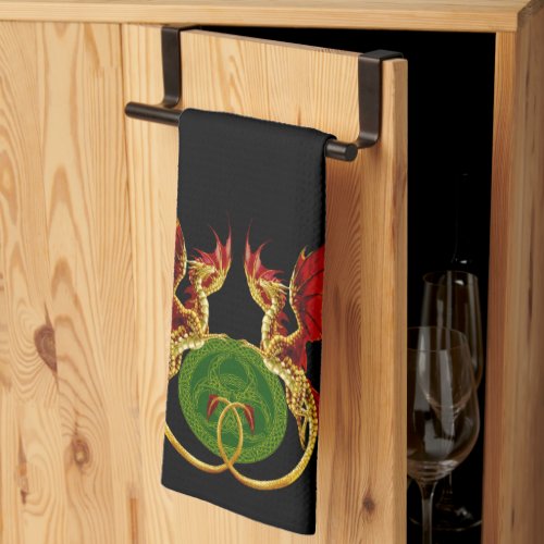 Celtic Crescent Moon And Dragons Kitchen Towel
