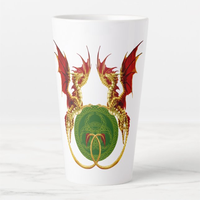 Celtic Crescent Moon And Dragons Latte Mug (Front)