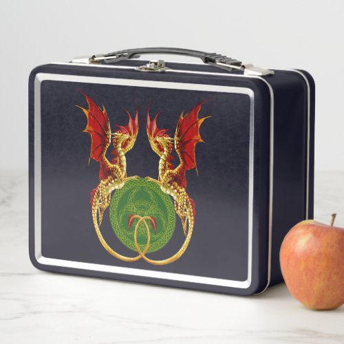 Celtic Crescent Moon And Dragons Metal Lunch Box