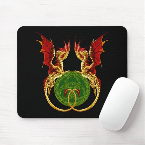 Celtic Crescent Moon And Dragons Mouse Pad