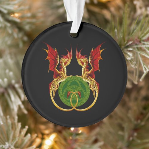 Celtic Crescent Moon And Dragons Ornament