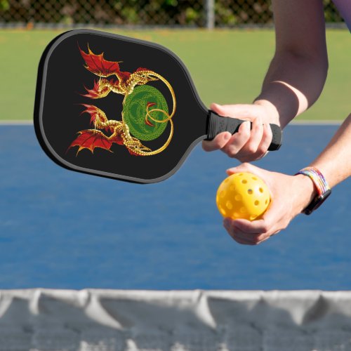 Celtic Crescent Moon And Dragons Pickleball Paddle