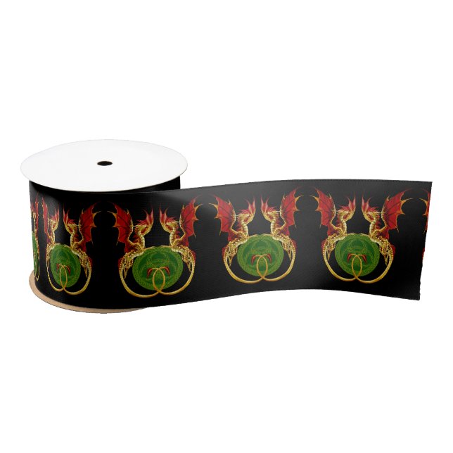 Celtic Crescent Moon And Dragons Satin Ribbon (Spool)