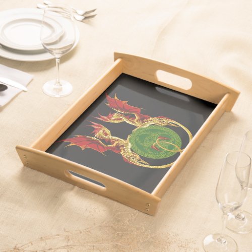 Celtic Crescent Moon And Dragons Serving Tray
