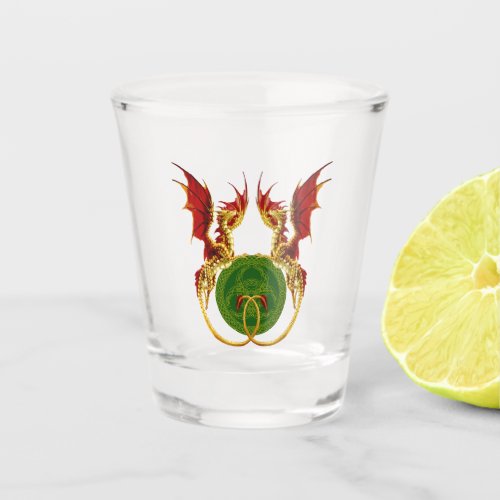 Celtic Crescent Moon And Dragons Shot Glass