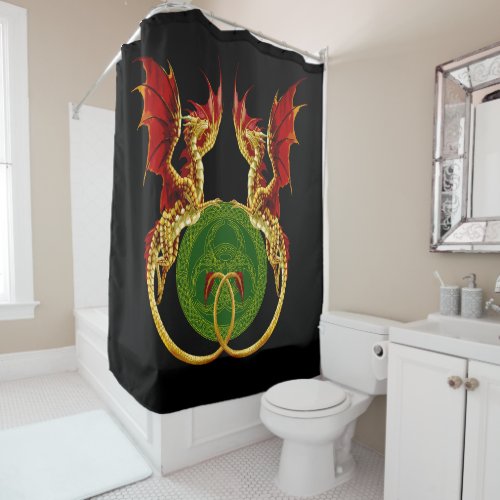 Celtic Crescent Moon And Dragons Shower Curtain