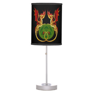 Celtic Crescent Moon And Dragons Table Lamp