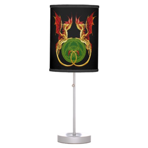 Celtic Crescent Moon And Dragons Table Lamp