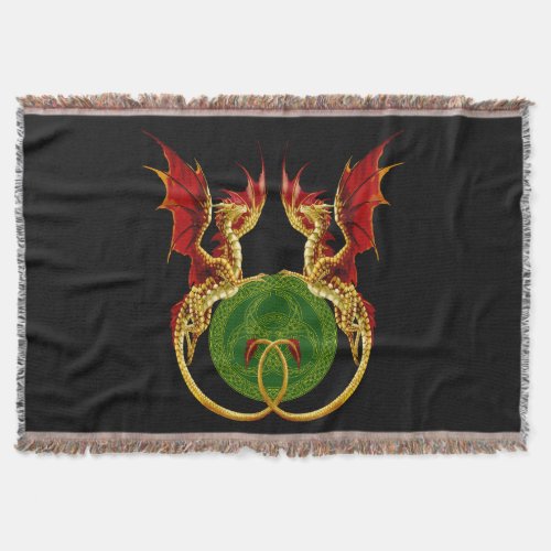 Celtic Crescent Moon And Dragons Throw Blanket