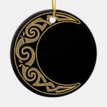 Celtic Crescent Moon Ceramic Ornament