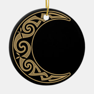 Celtic Crescent Moon Ceramic Ornament