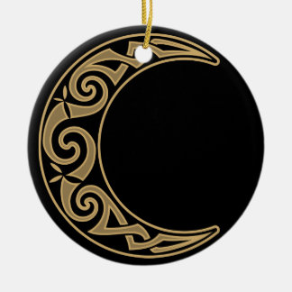 Celtic Crescent Moon Ceramic Ornament
