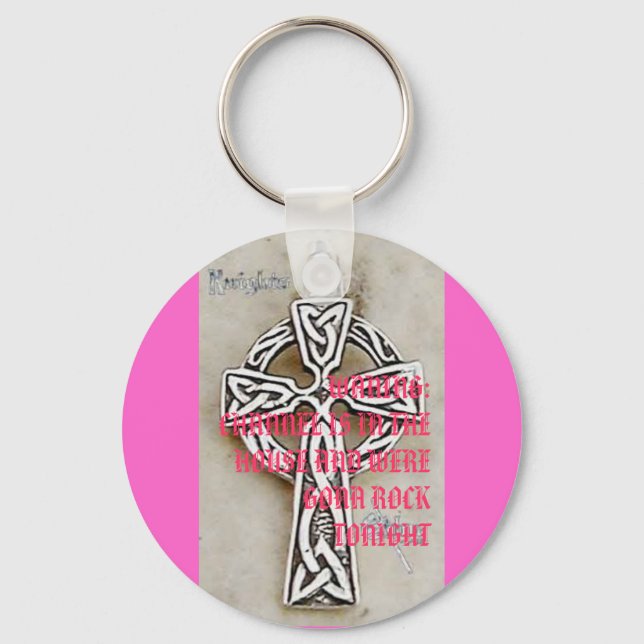 celtic-cross-3740g, WANING:CHANNEL IS IN THE HO... Keychain (Front)