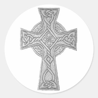Celtic Cross 3 Black Classic Round Sticker