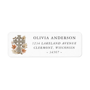 Celtic Cross Acorn Autumn Label