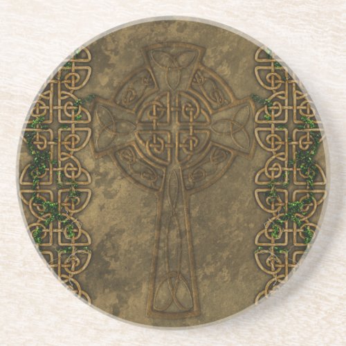 Celtic Cross and Celtic Knots Drink Coaster