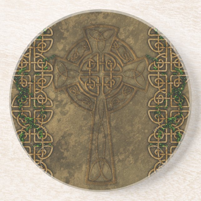 Celtic Cross and Celtic Knots Drink Coaster (Front)