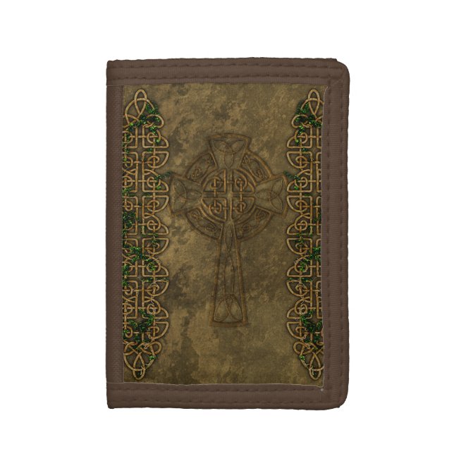 Celtic Cross and Celtic Knots Tri-fold Wallet (Front Vertical)