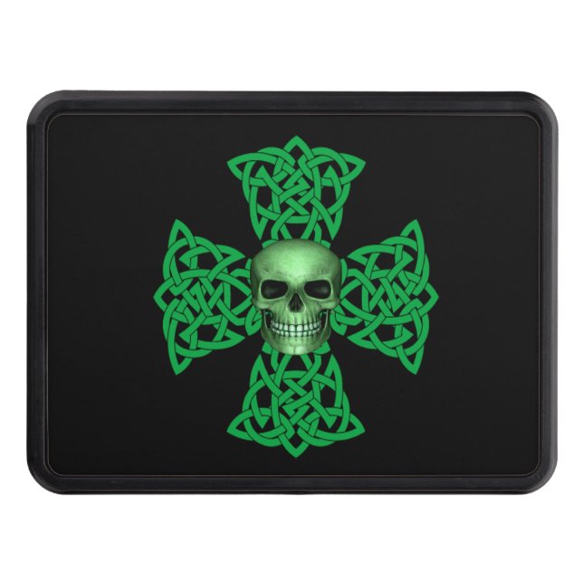 Celtic Cross And Green Skull Irish Pride Hitch Cover (Front)