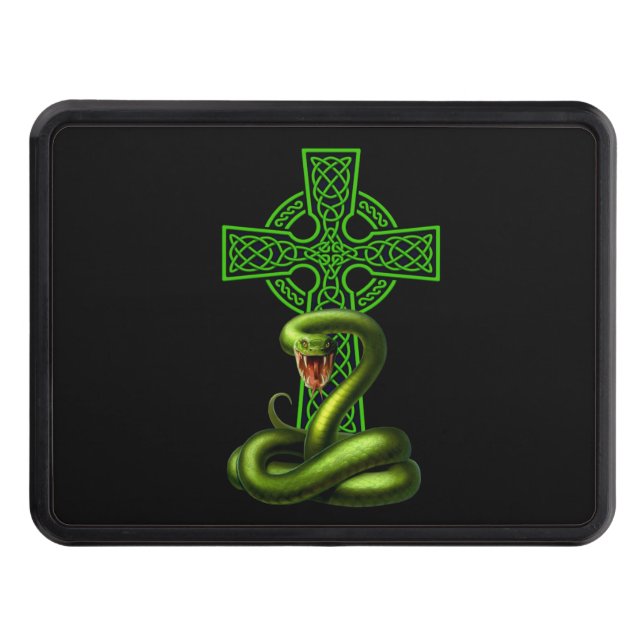 Celtic Cross And Green Snake Irish Pride Hitch Cover (Front)