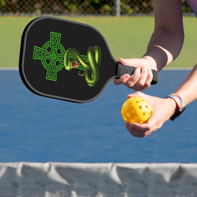 Celtic Cross And Green Snake Irish Pride Pickleball Paddle (Insitu)