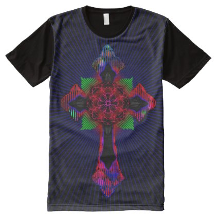 Celtic Cross and Jesus Fish Rose All-Over-Print Shirt