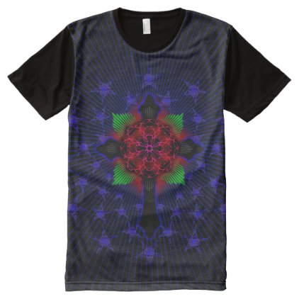 Celtic Cross and Jesus Fish Rose All-Over-Print T-Shirt