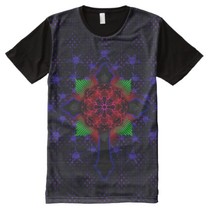Celtic Cross and Jesus Fish Rose All-Over-Print T-Shirt