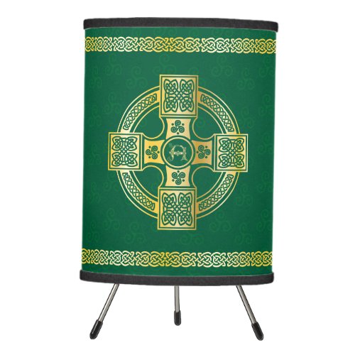 Celtic Cross and Knot Letter A Monogram Tripod Lamp