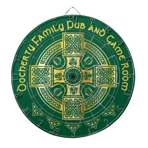 Celtic Cross and Knot Letter D Monogram and Name Dart Board