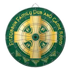 Celtic Cross and Knot Letter F Monogram and Name Dart Board