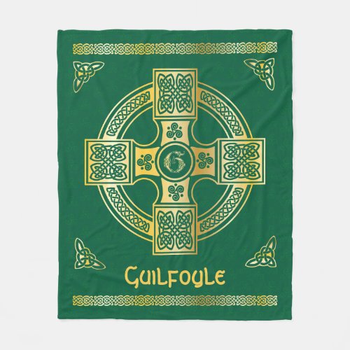 Celtic Cross and Knot Letter G Monogram and Name Fleece Blanket