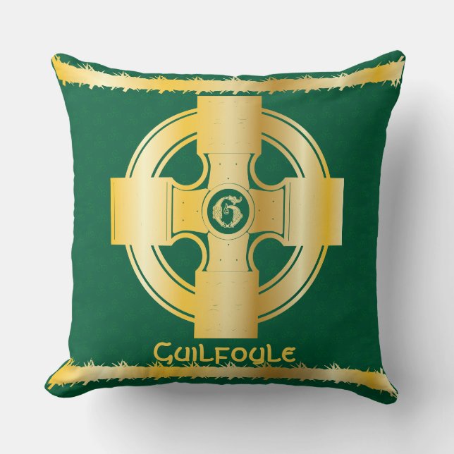 Celtic Cross and Knot Letter G Monogram and Name Throw Pillow (Front)