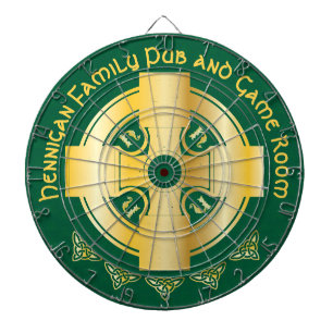 Celtic Cross and Knot Letter H Monogram and Name Dart Board