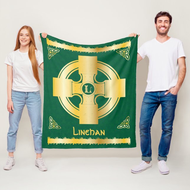 Celtic Cross and Knot Letter L Monogram and Name Fleece Blanket (In Situ)