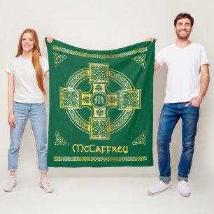 Celtic Cross and Knot Letter M Monogram and Name Fleece Blanket