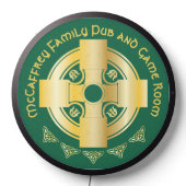 Celtic Cross and Knot Letter M Monogram and Name LED Sign (Lights Off)