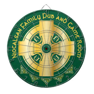 Celtic Cross and Knot Letter N Monogram and Name Dart Board