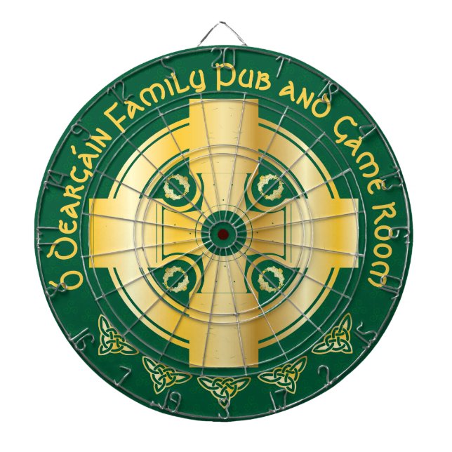 Celtic Cross and Knot Letter O Monogram and Name Dart Board (Front)