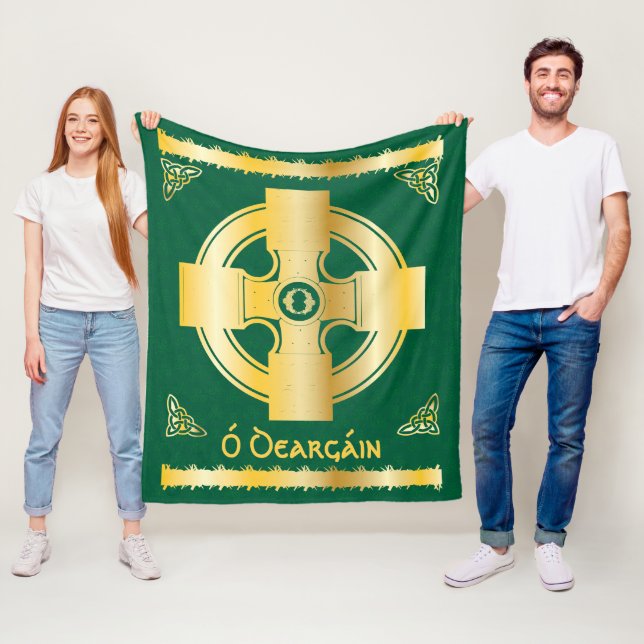 Celtic Cross and Knot Letter O Monogram and Name Fleece Blanket (In Situ)