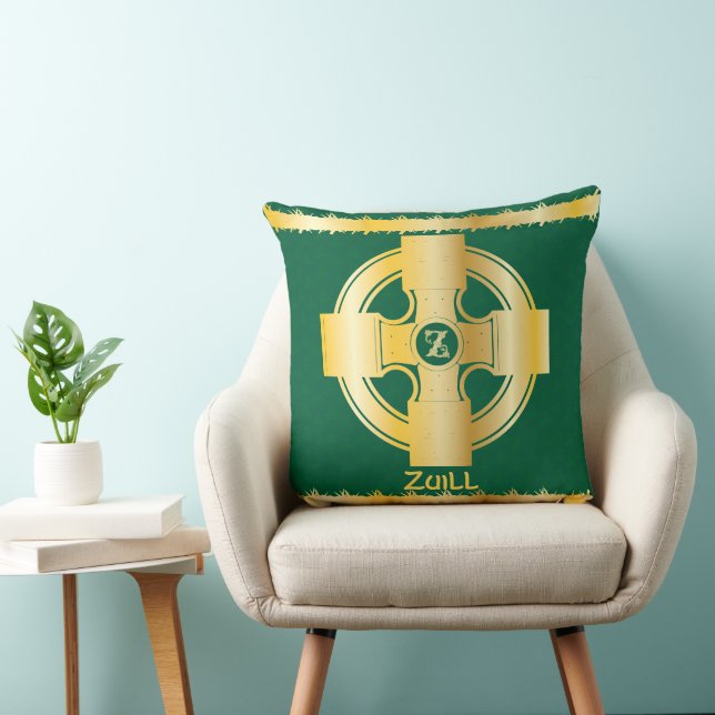 Celtic Cross and Knot Letter Z Monogram and Name Throw Pillow (Chair)