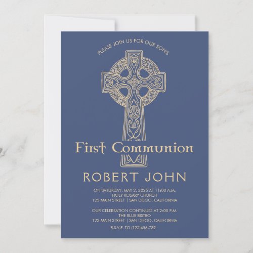 Celtic Cross and Quatrefoil Communion Invitation