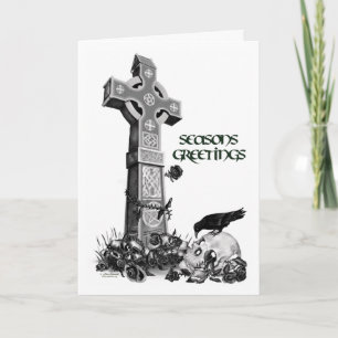 Celtic Cross and Raven Christmas Card