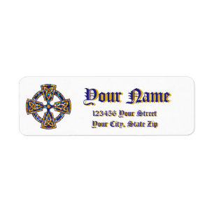 Celtic Cross Blue and Gold Label