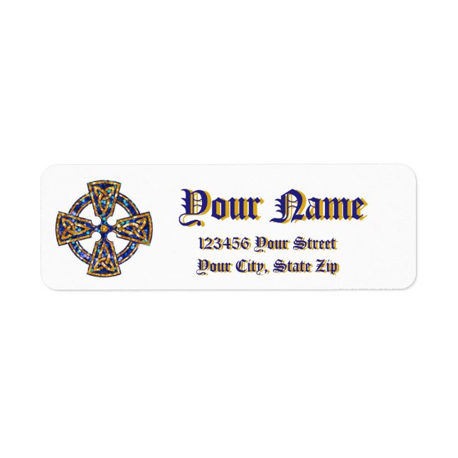 Celtic Cross Blue and Gold Label (Front)