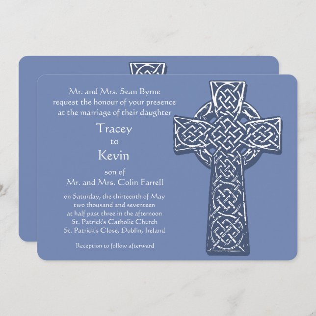 Celtic Cross - Blue Invitation (Front/Back)